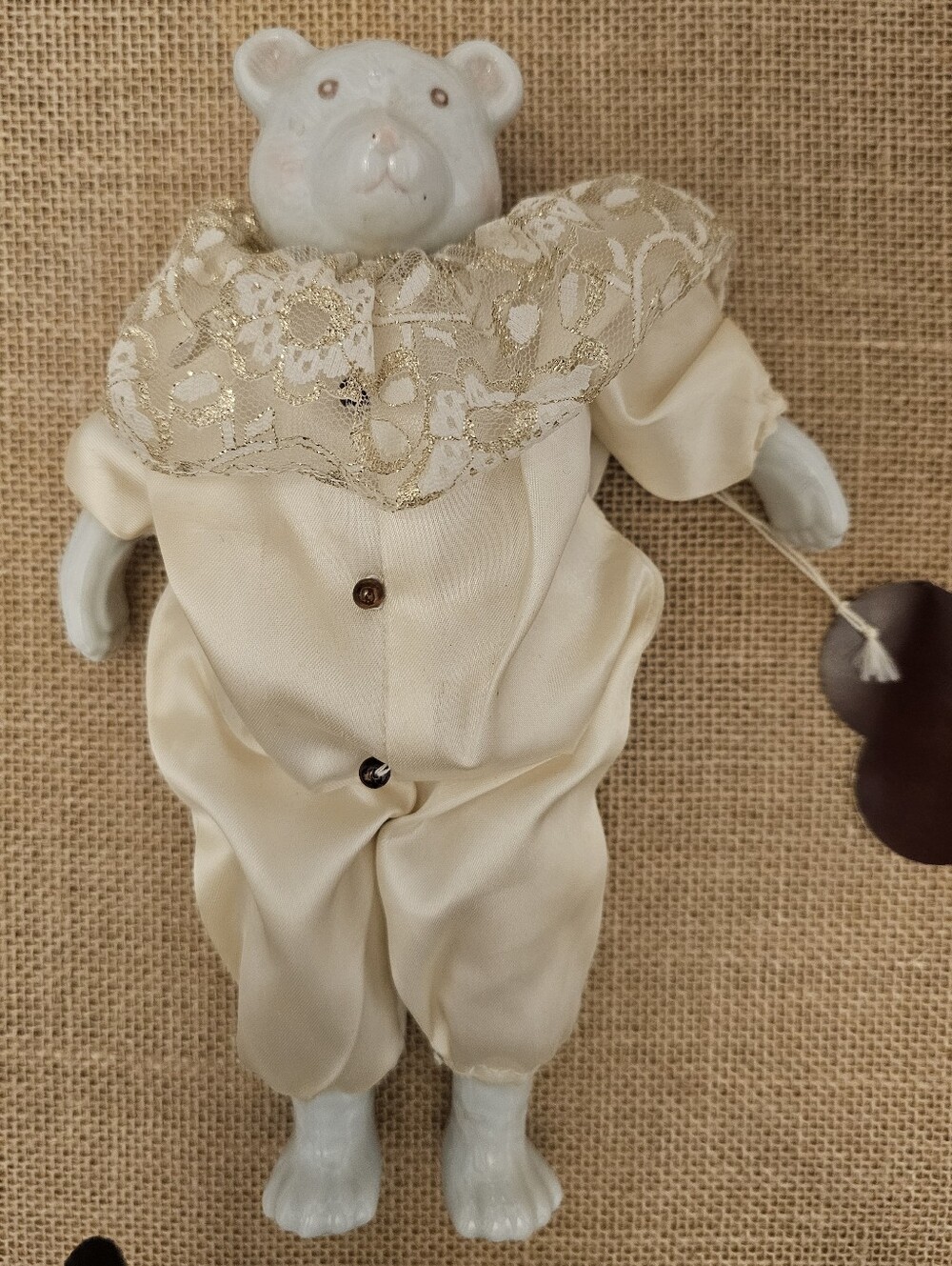 Thailand Porcelain Bear Clown Doll Figurine 1980s 9.5"